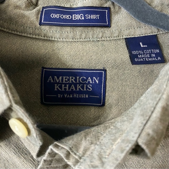 American Khakis OLIVE GREEN collared long sleeve button down shirt size L - Picture 3 of 9